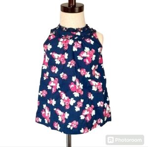 Faded Glory 12 Month Baby Girl Blue Floral Dress Shirt Ruffle Neck Top